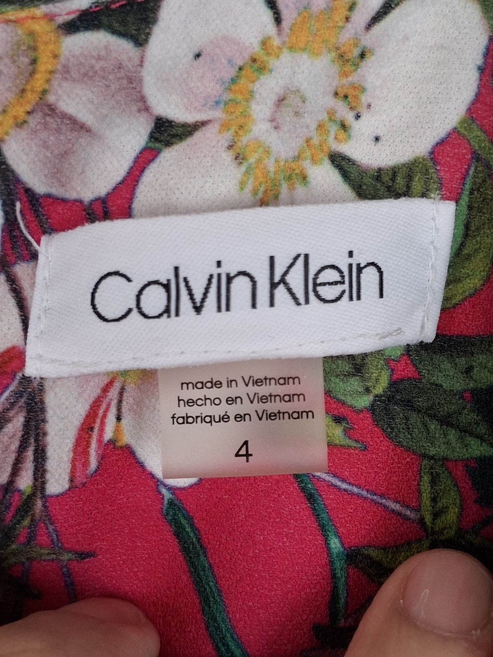 Calvin Klein Floral Fit & Flare Dress Sz 4 Pink Sleeveless A-Line Pocket - Picture 3 of 10